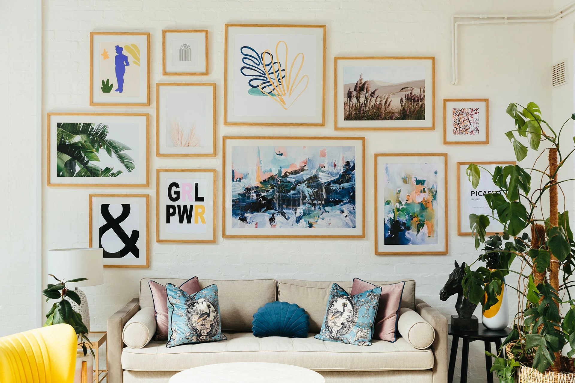 How to fill a large wall space with a gallery wall.