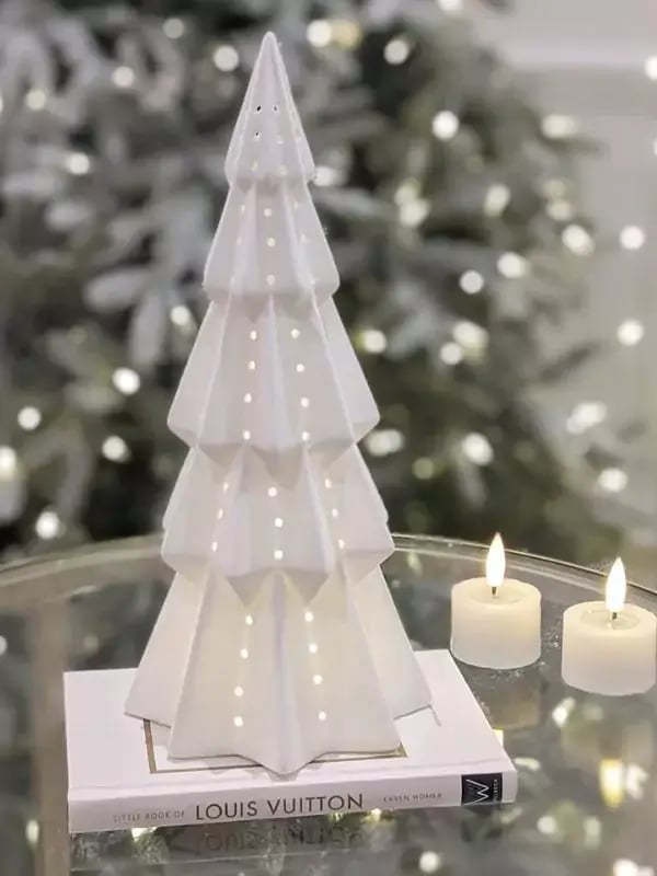  White Lit Tiered Decorative Christmas Tree Ornament from Rowen Homes 