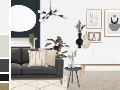 Monochrome living room with contemporary flair