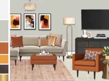 warm living room with burnt orange shades