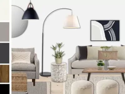 monochrome, minimalist living room