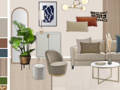 neutral loung with abstract patterns