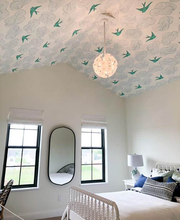 wallpapered ceiling