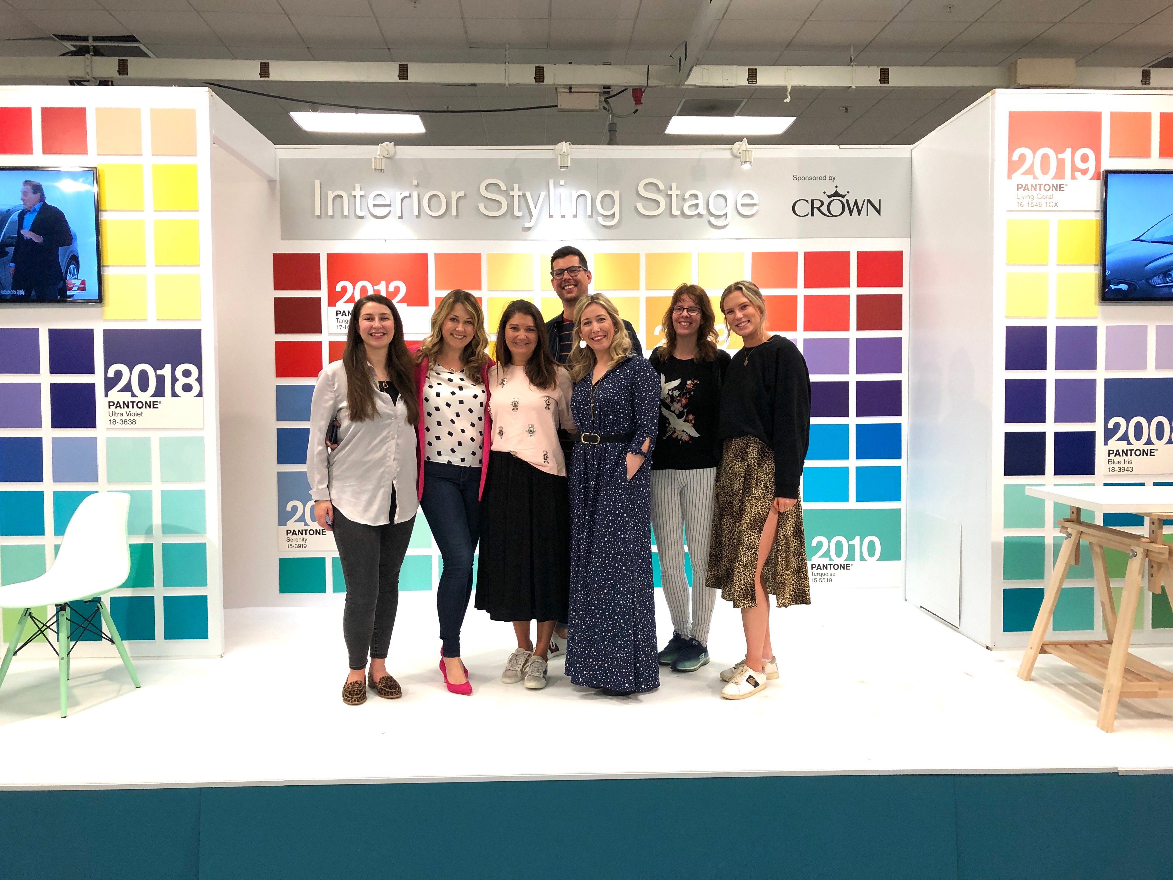 the My Bespoke Room team at ideal home show on the interior styling stage sponsored by crown paint