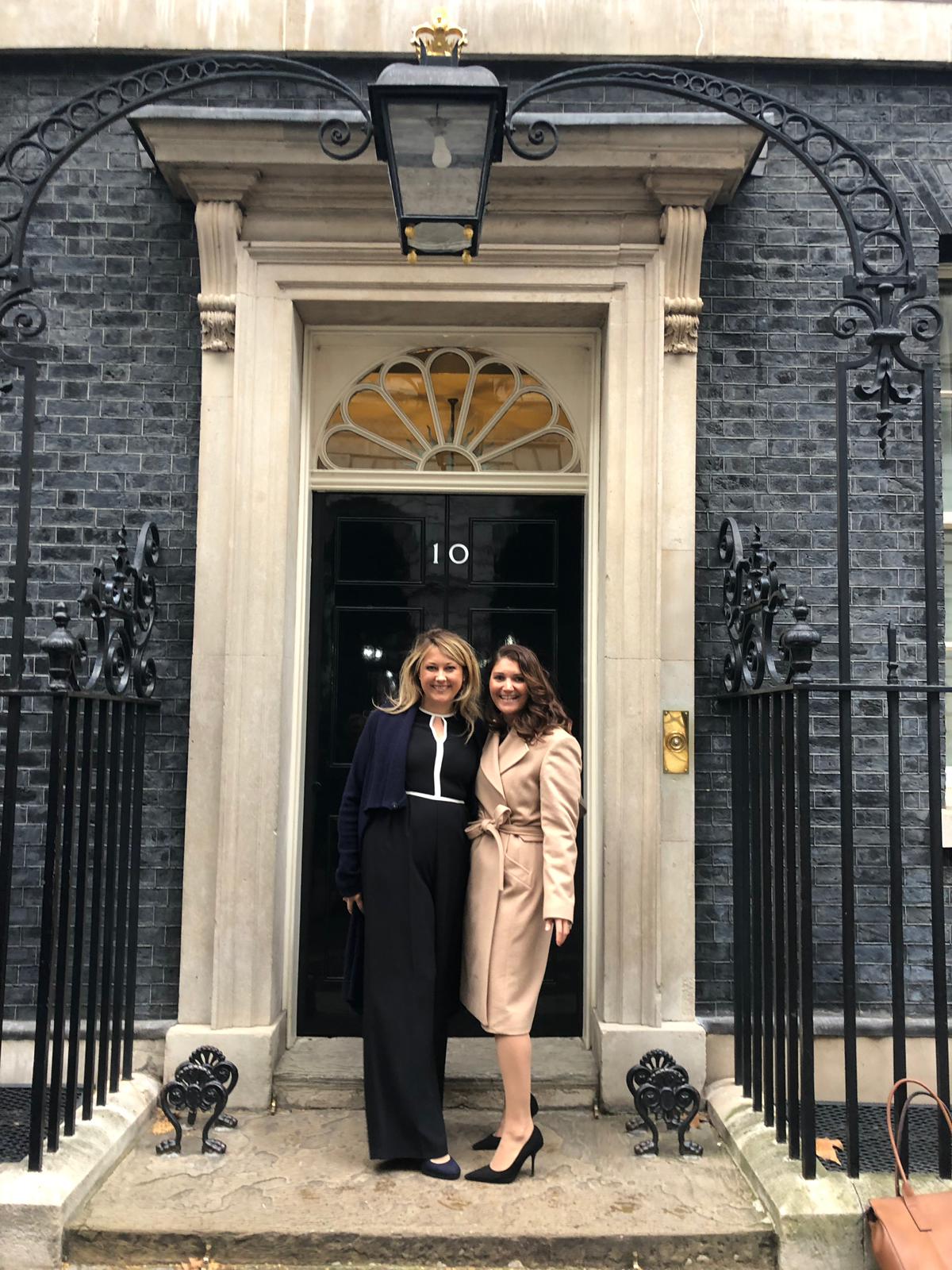 Laura and Diana outside No.10 