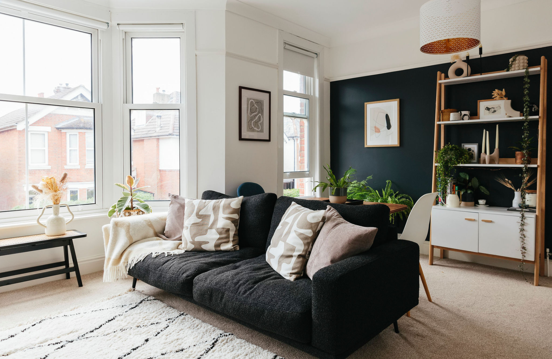 Living room with monochrome colour pallette 