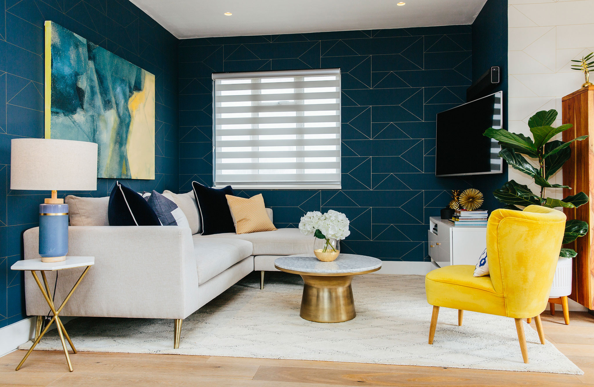 geometric patterned living room