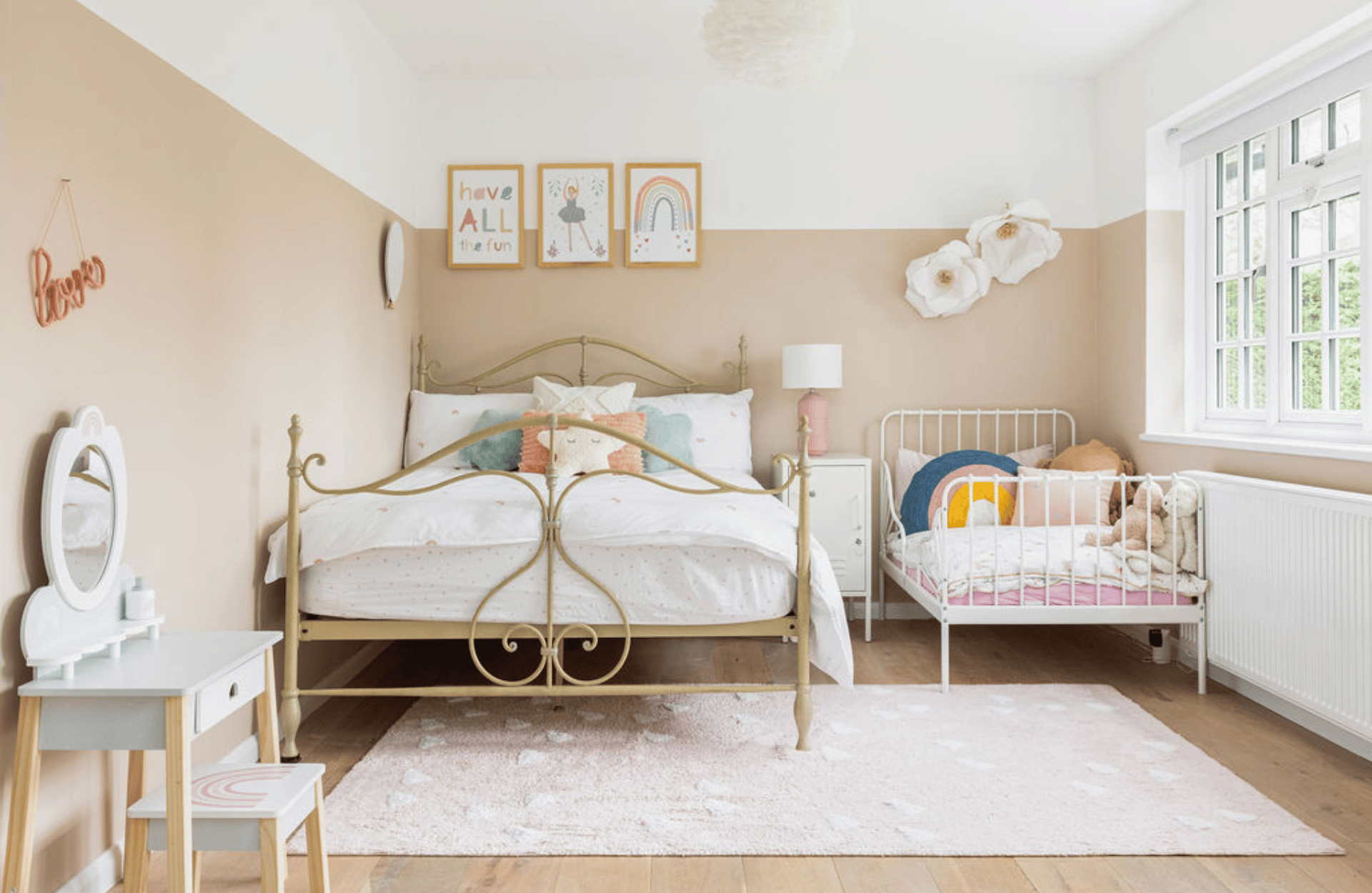 Neutral childrens bedroom with pops of colour