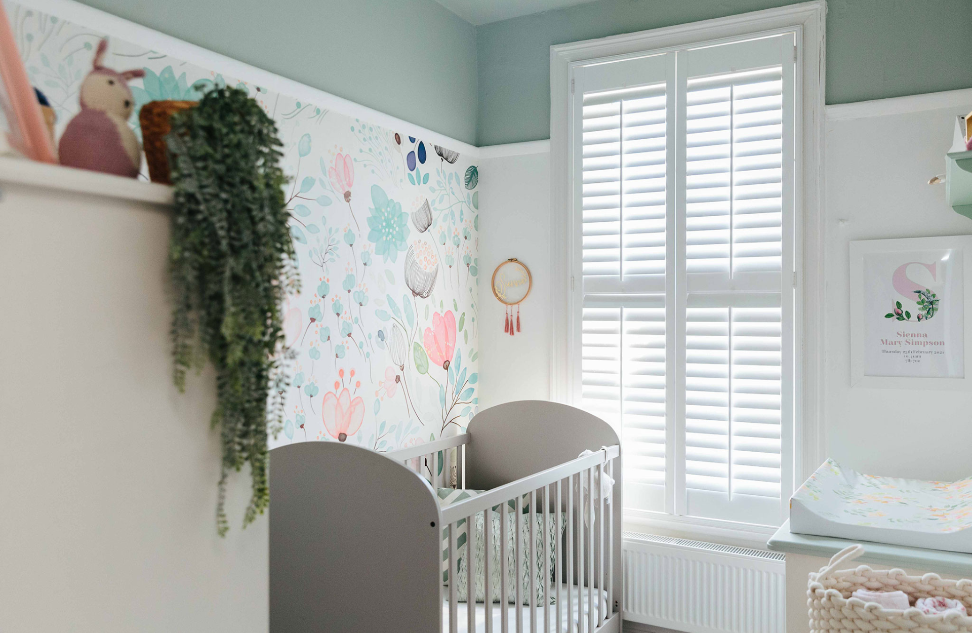 Nursery with green ceiling