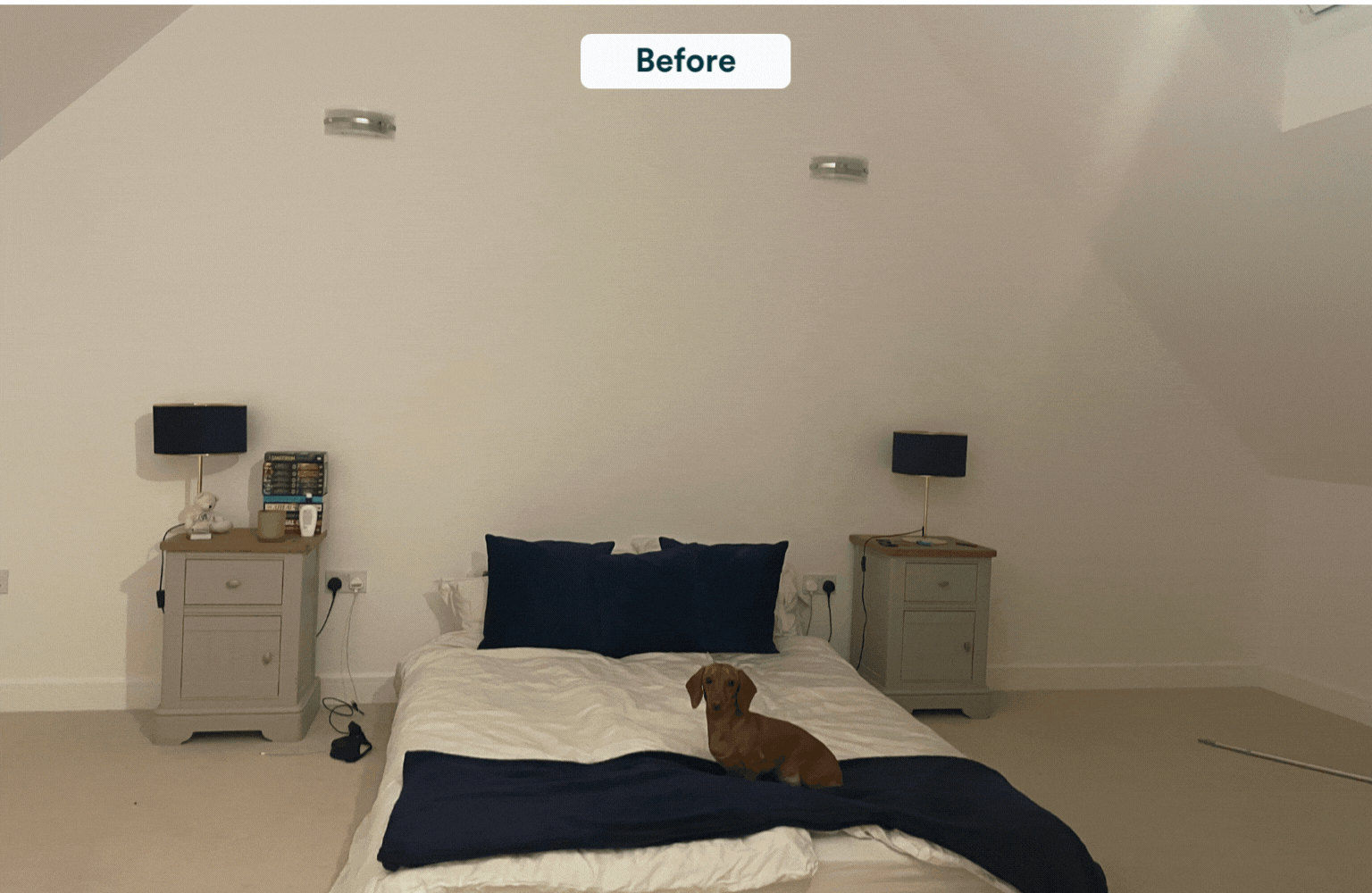 Modern loft bedroom before and after
