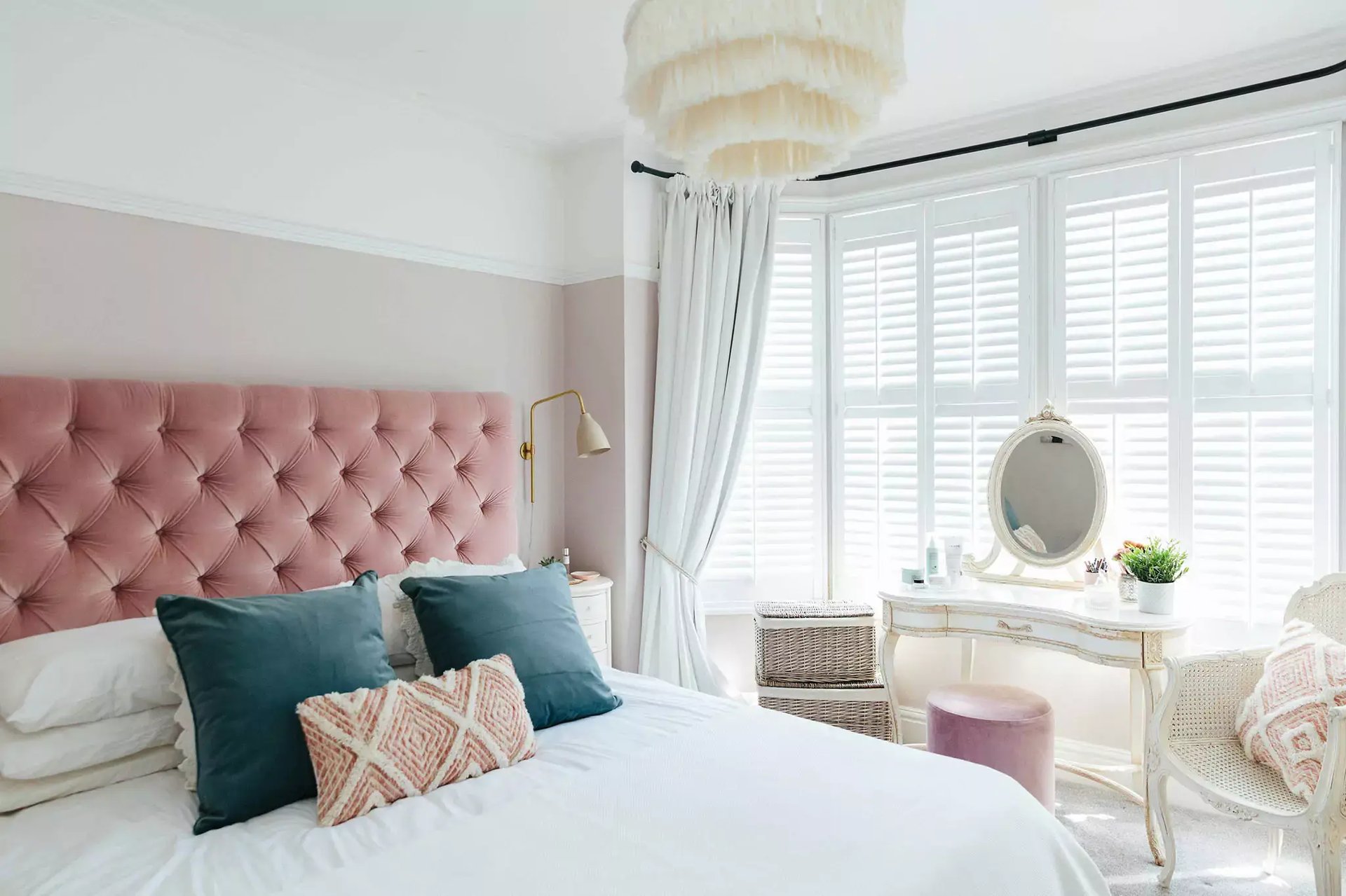 pink and grey modern bedroom