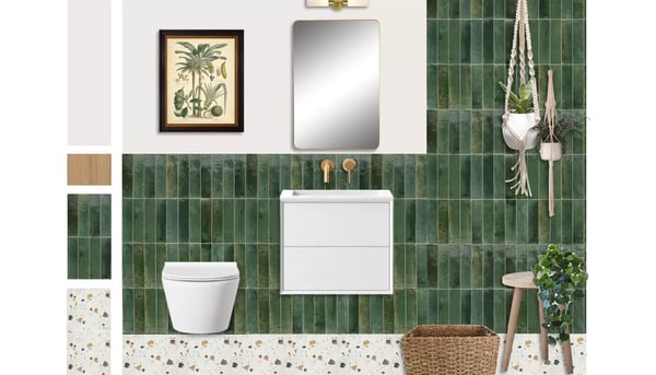 green tiled bathroom design