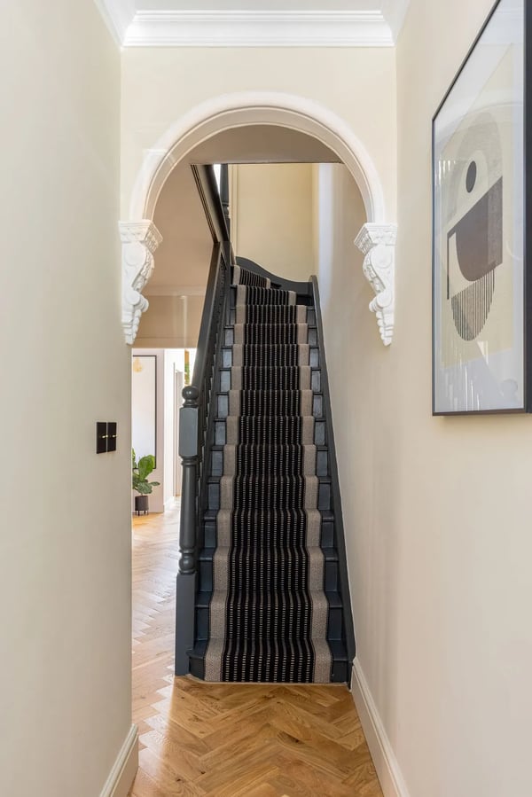 dark painted staircase
