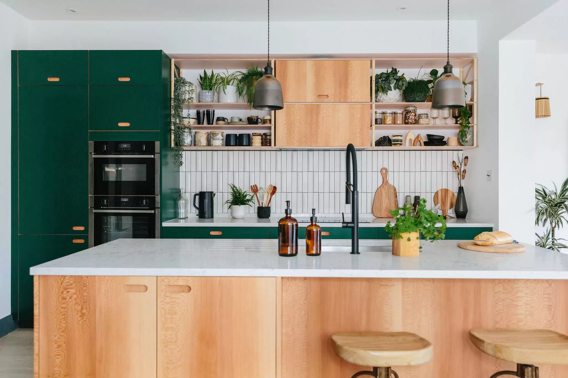 Beautiful green and oak kitchen