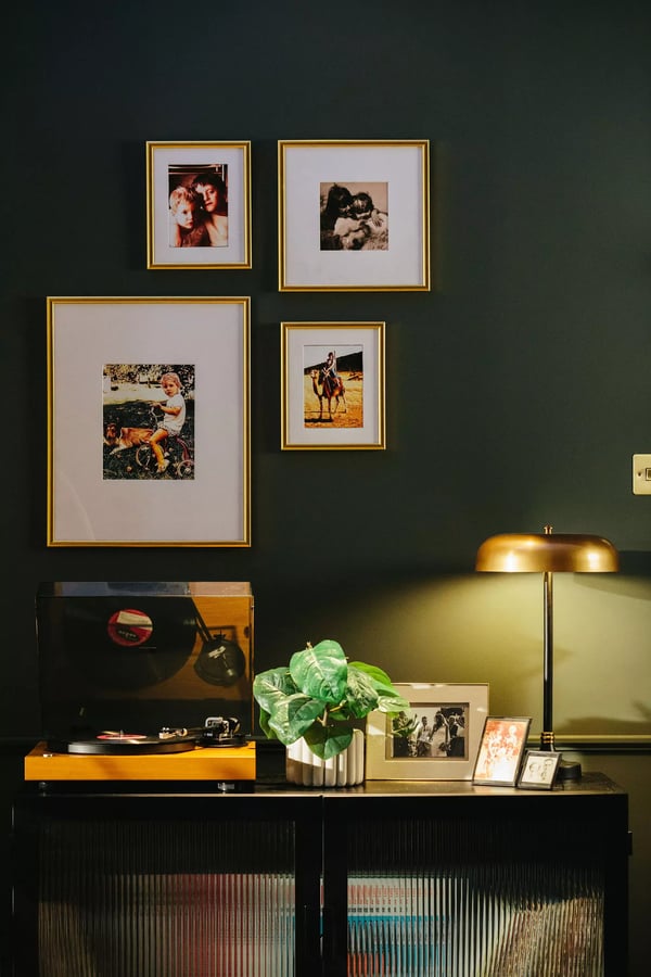 living room with record player