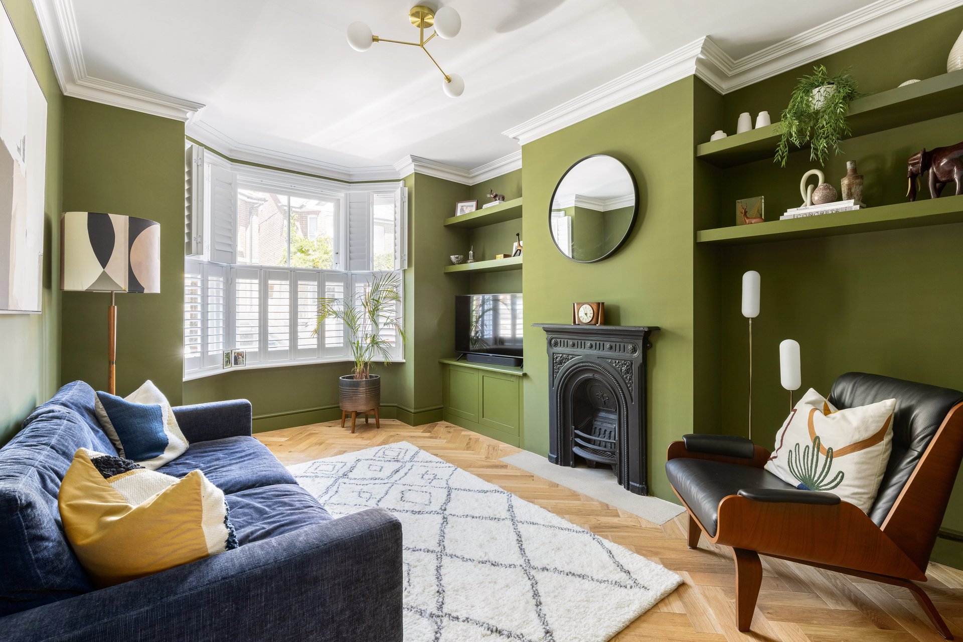 Bold green contempory living room