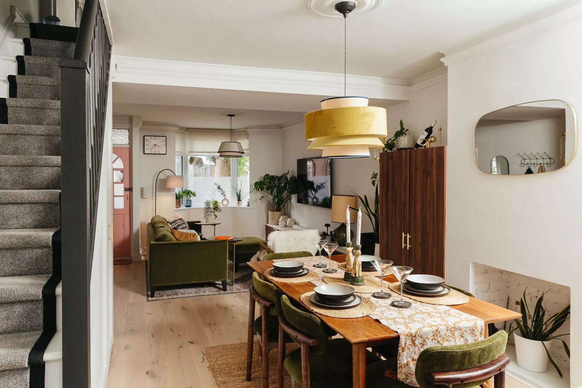 Mid-century, natural living room