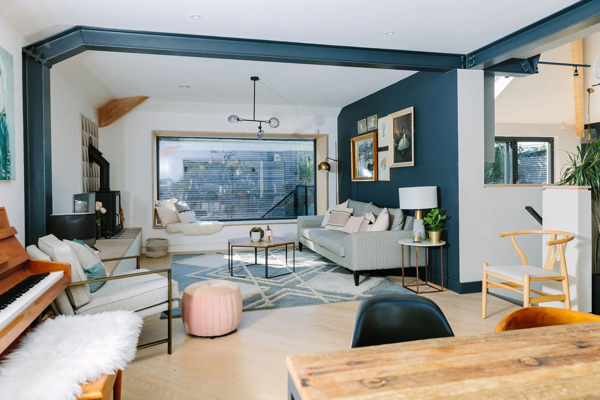 Our Head of Design's navy open plan dining living space