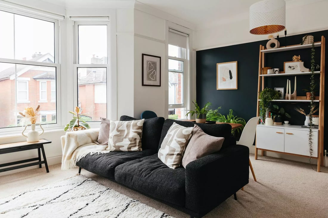 minimalist living room with plants