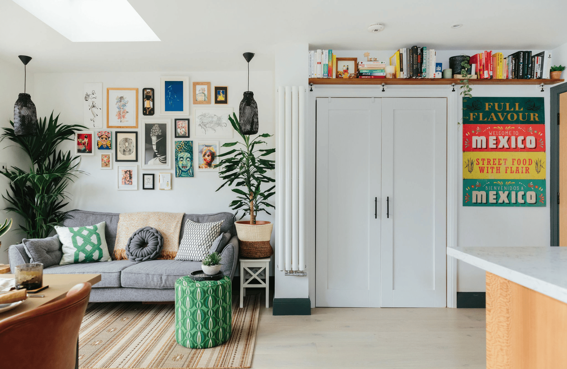 open plan space with gallery walll