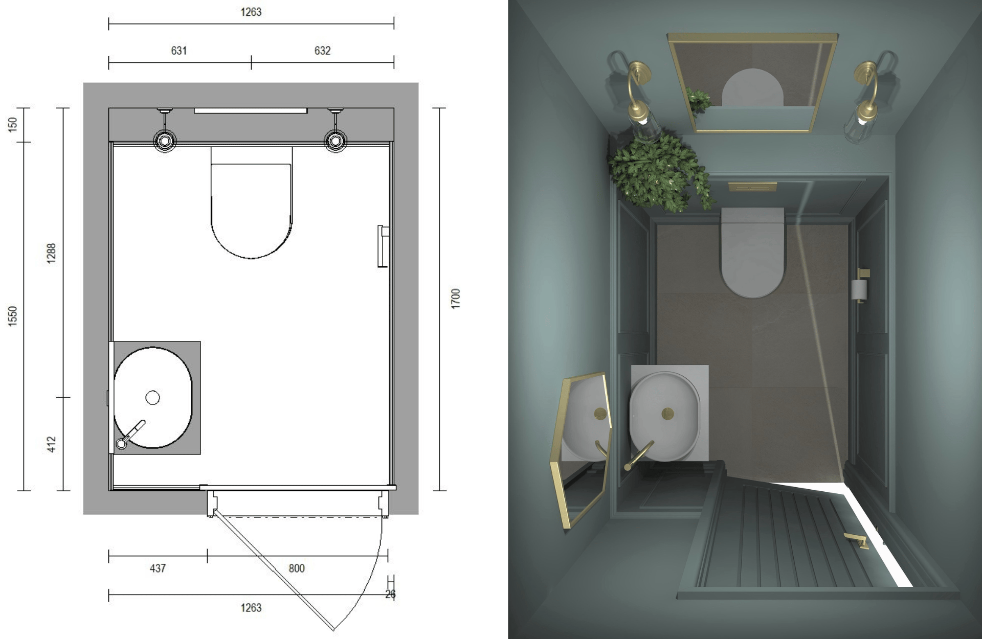 Layout ideas for small bathrooms