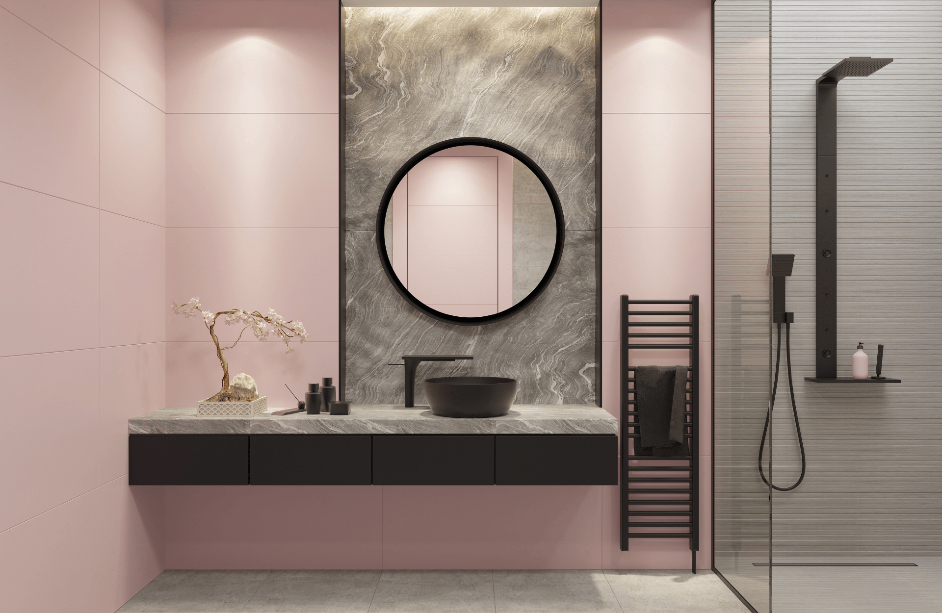 Pink and black bathroom ideas