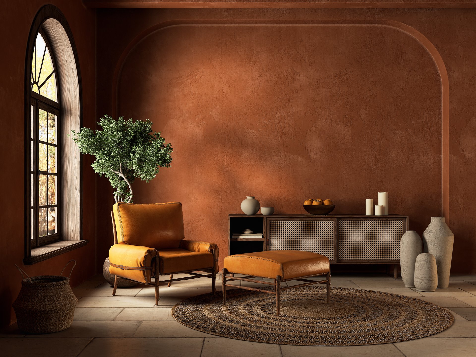 Warm orange interior design