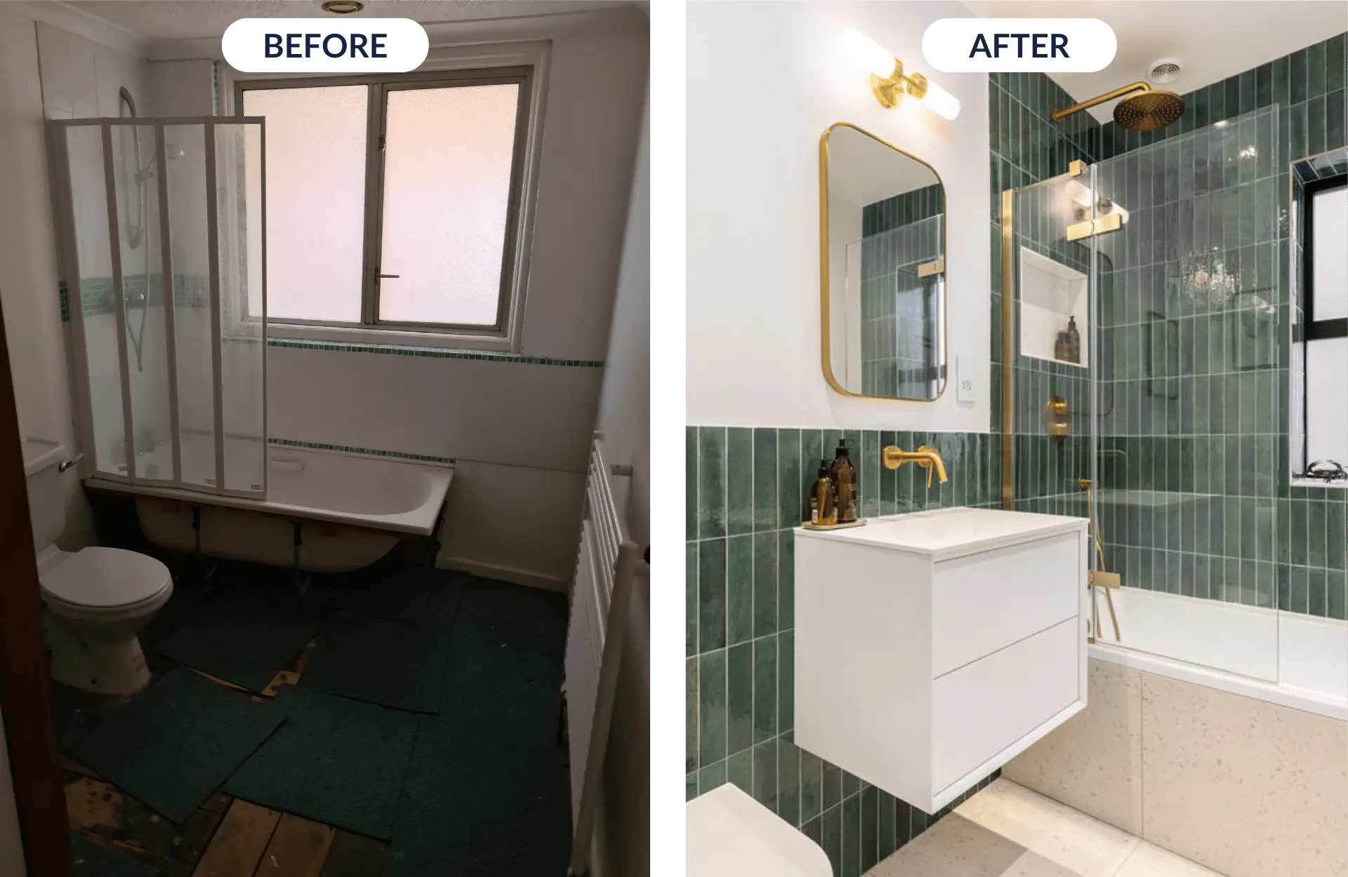 natural bathroom before and after