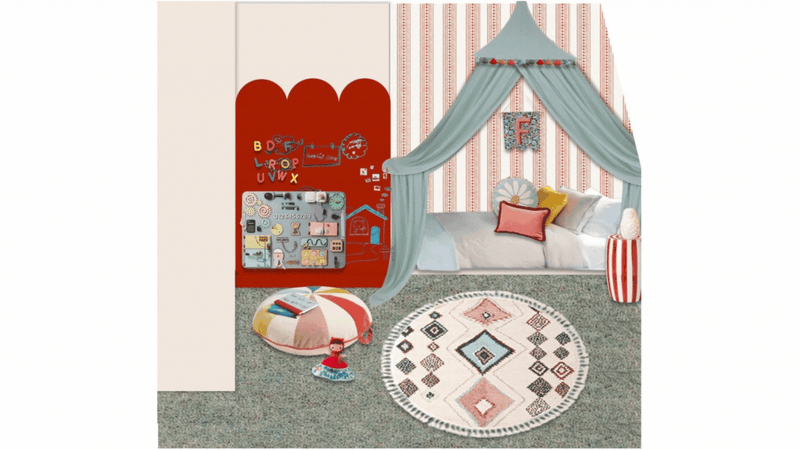 pastel and red childrens bedroom