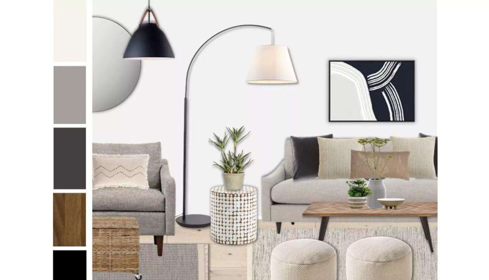 minimalist black and white living room