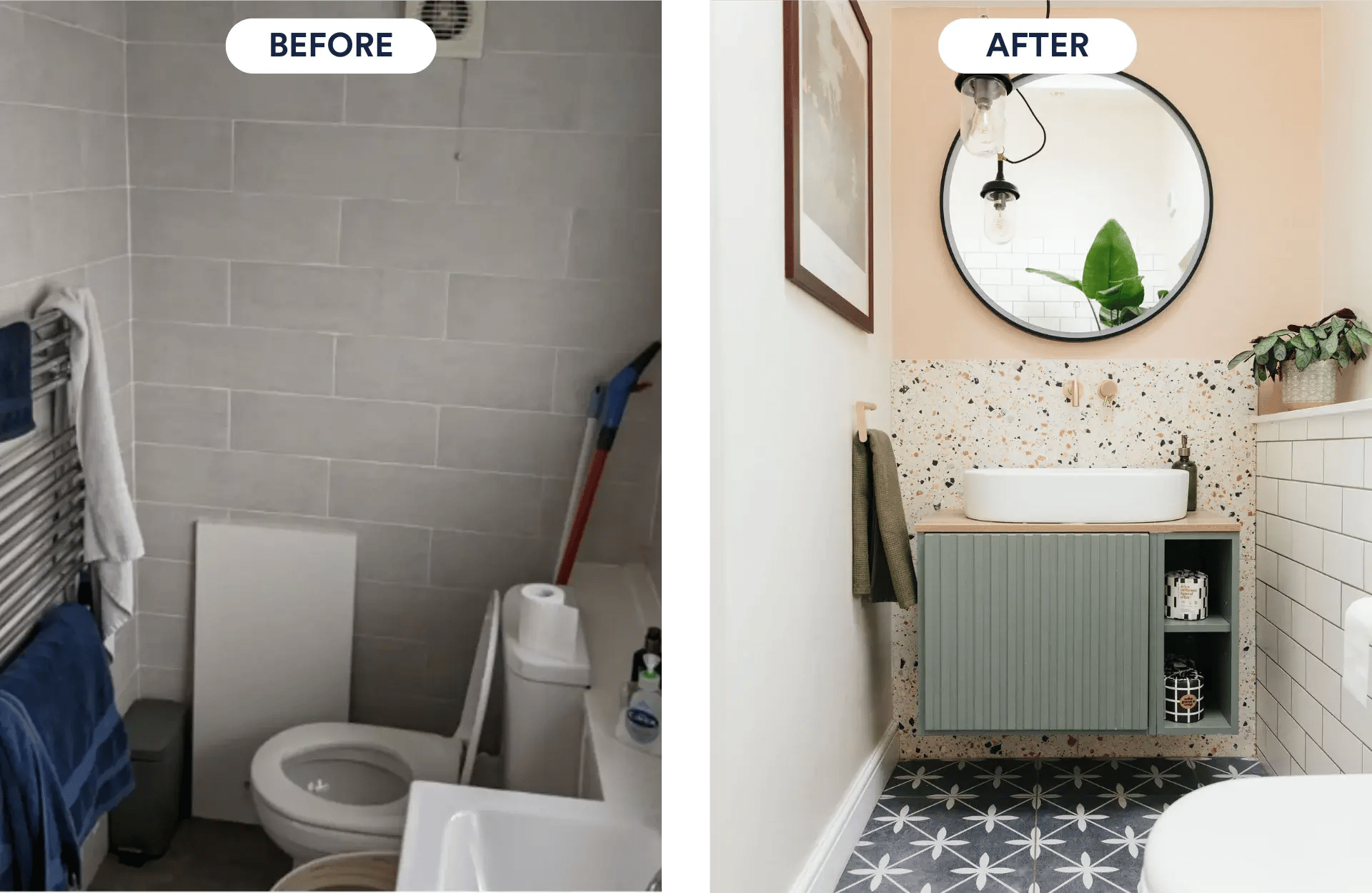 fun bathroom before and after